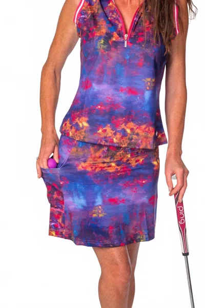 Famara A-line Art Golf Skort In Flamenco In Multi