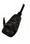 Fame Accessories Faux Leather Cushioned Sling Bag In Black