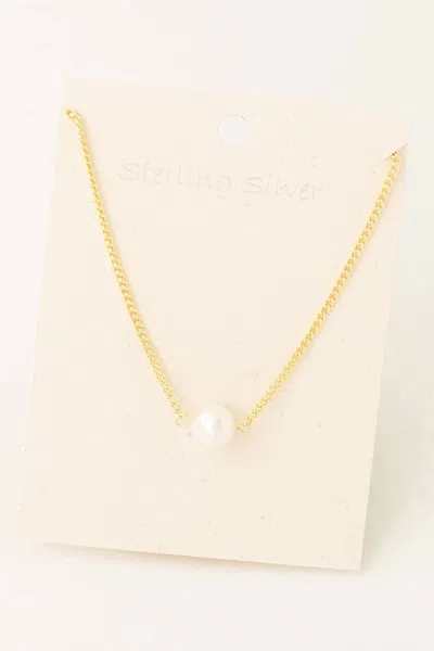 Fame Accessories Women's Chain Link Pearl Necklace In Gold