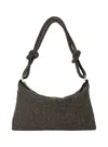 Fame Accessories Women's Rhinestone Studded Hobo Bag In Black Clear Stone In Multi