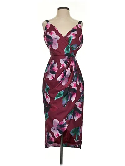 Pre-owned Fame And Partners Cocktail Dress In Burgundy