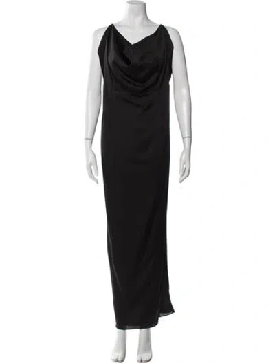 Pre-owned Fame & Partners Cowl Neck Long Dress In Black