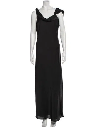 Pre-owned Fame & Partners Cowl Neck Long Dress In Black
