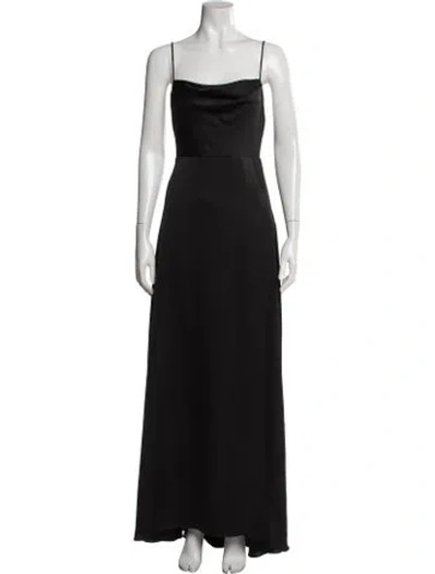 Pre-owned Fame & Partners Cowl Neck Long Dress In Black