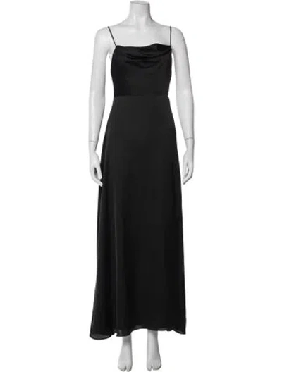 Pre-owned Fame & Partners Cowl Neck Long Dress In Black