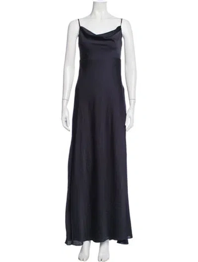 Pre-owned Fame & Partners Cowl Neck Long Dress In Blue