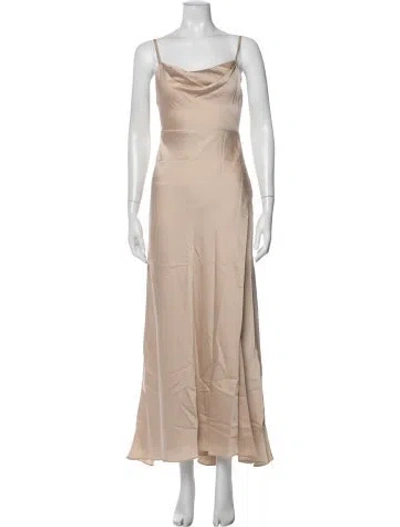 Pre-owned Fame & Partners Cowl Neck Long Dress In Gold