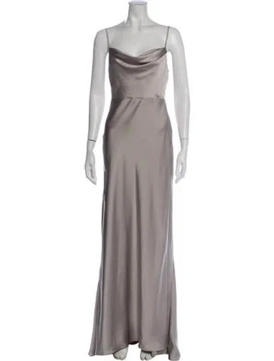 Pre-owned Fame & Partners Cowl Neck Long Dress In Gray