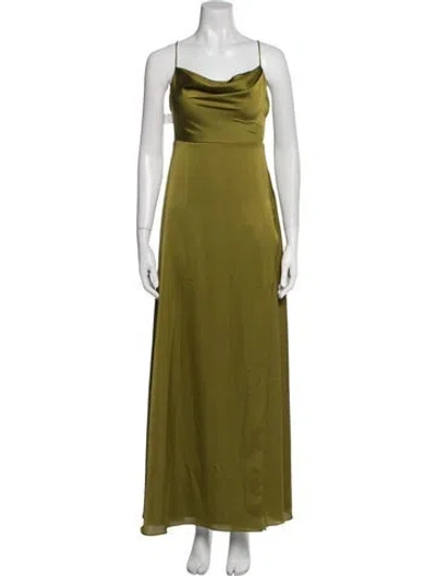 Pre-owned Fame & Partners Cowl Neck Long Dress In Green