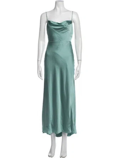 Pre-owned Fame & Partners Cowl Neck Long Dress In Green
