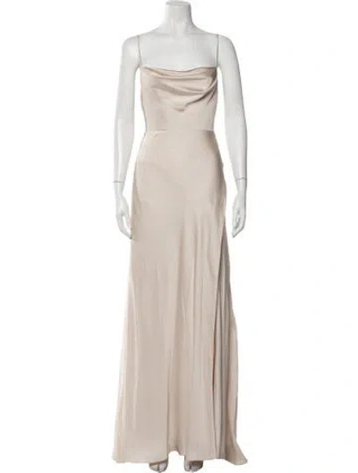 Pre-owned Fame & Partners Cowl Neck Long Dress In Neutrals