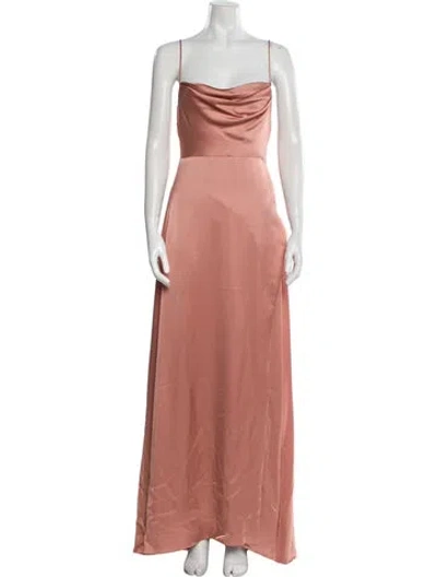 Pre-owned Fame & Partners Cowl Neck Long Dress In Pink