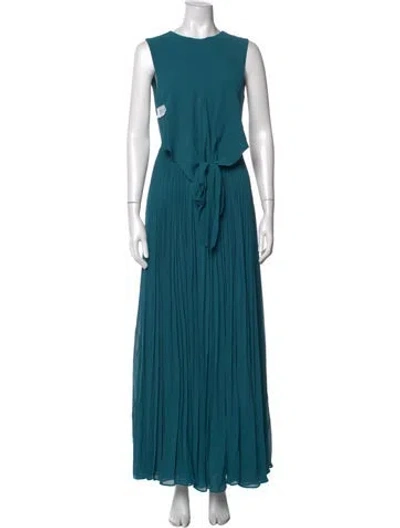 Pre-owned Fame & Partners Crew Neck Long Dress In Blue