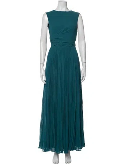 Pre-owned Fame & Partners Crew Neck Long Dress In Blue