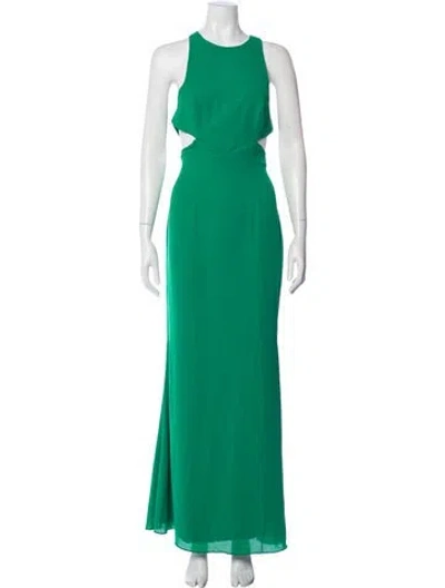 Pre-owned Fame & Partners Crew Neck Long Dress In Green