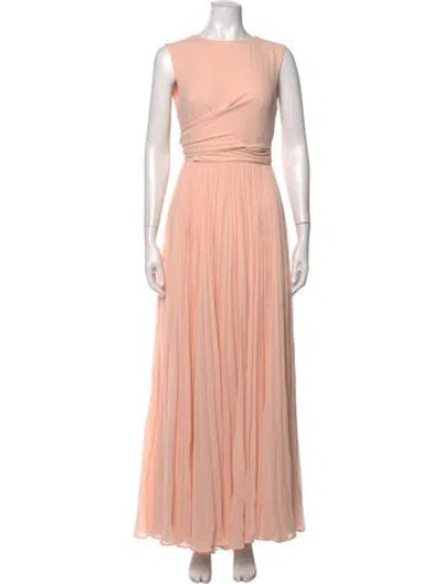 Pre-owned Fame & Partners Crew Neck Long Dress In Neutrals