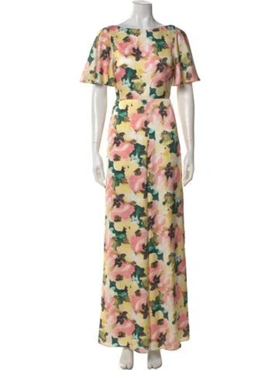 Pre-owned Fame & Partners Floral Print Bateau Neckline Jumpsuit In Multi
