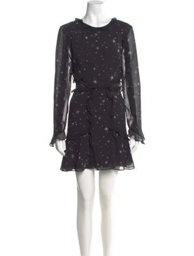 Pre-owned Fame & Partners Floral Print Midi Length Dress In Gray