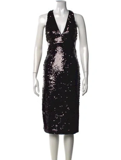 Pre-owned Fame & Partners Halterneck Knee-length Dress In Black