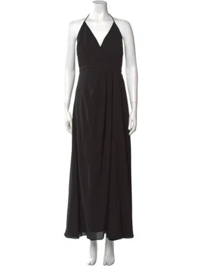 Pre-owned Fame & Partners Halterneck Long Dress In Black