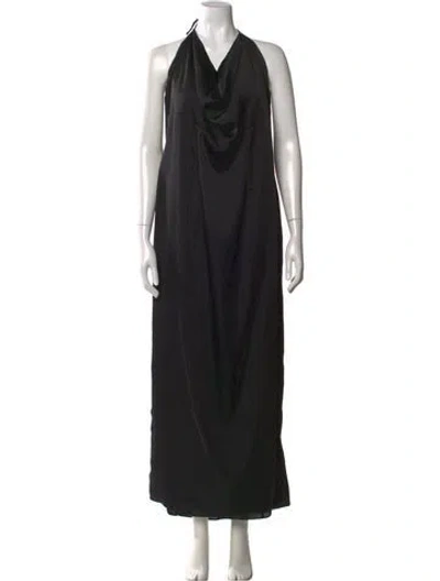 Pre-owned Fame & Partners Halterneck Long Dress In Black