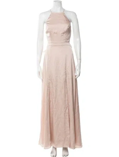 Pre-owned Fame & Partners Halterneck Long Dress In Neutrals