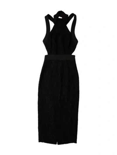 Pre-owned Fame & Partners Halterneck Midi Length Dress In Black