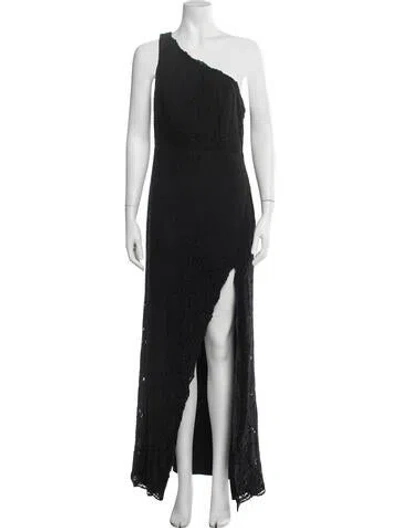 Pre-owned Fame & Partners Lace Pattern Long Dress In Black