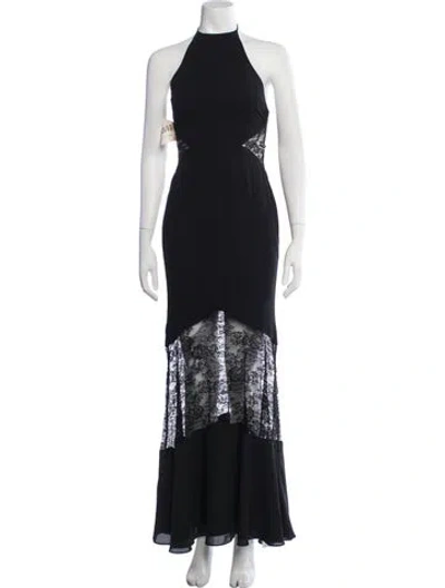Pre-owned Fame & Partners Lace Pattern Long Dress W/ Tags In Black