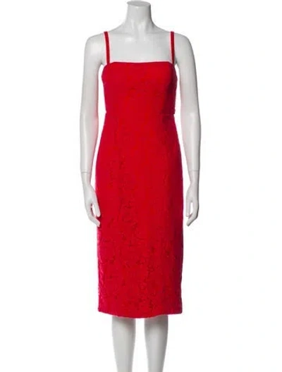 Pre-owned Fame & Partners Linen Midi Length Dress In Red