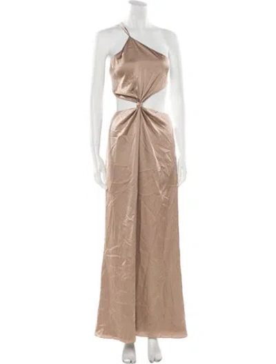 Pre-owned Fame And Partners One-shoulder Long Dress In Neutral