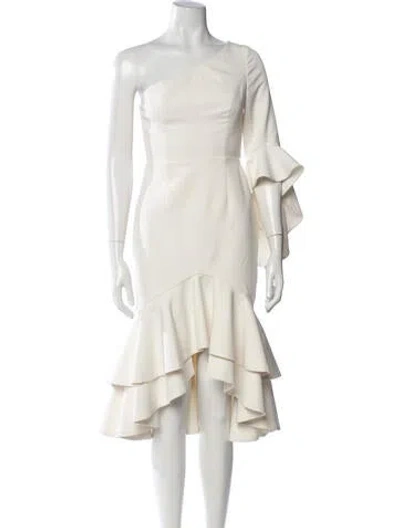 Pre-owned Fame & Partners One-shoulder Midi Length Dress In Neutrals