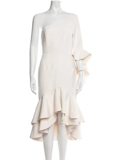 Pre-owned Fame & Partners One-shoulder Midi Length Dress In Neutrals