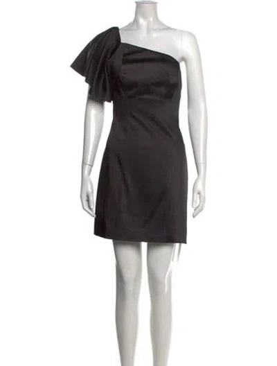 Pre-owned Fame & Partners One-shoulder Mini Dress In Black