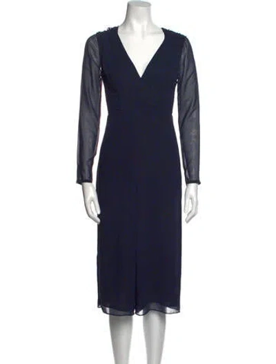 Pre-owned Fame & Partners Plunge Neckline Jumpsuit In Blue