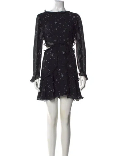 Pre-owned Fame & Partners Printed Mini Dress In Black