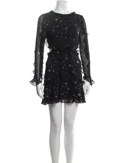 Pre-owned Fame & Partners Printed Mini Dress In Black