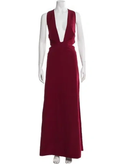 Pre-owned Fame & Partners Satin Long Dress In Red