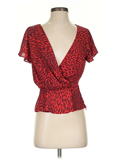 Pre-owned Fame And Partners Short Sleeve Blouse In Red