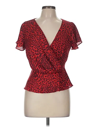 Pre-owned Fame And Partners Short Sleeve Blouse In Red