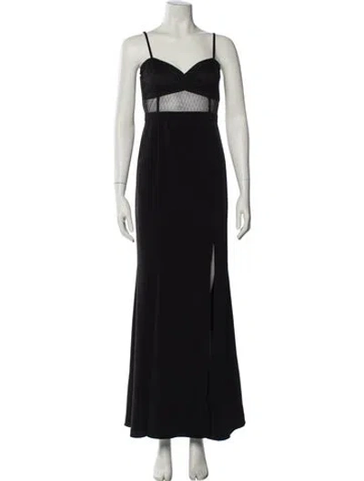 Pre-owned Fame & Partners Square Neckline Long Dress In Black