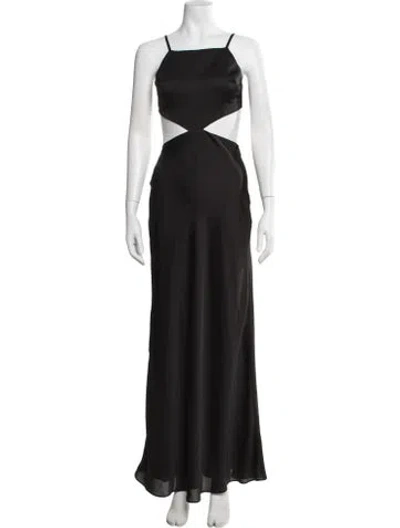 Pre-owned Fame & Partners Square Neckline Long Dress In Black