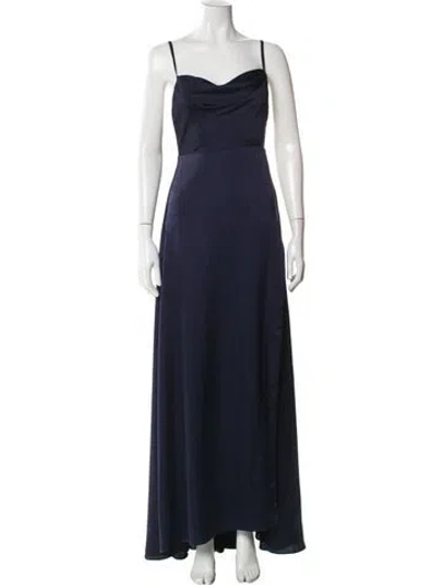 Pre-owned Fame & Partners Square Neckline Long Dress In Blue