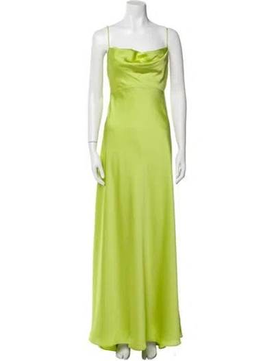 Pre-owned Fame & Partners Square Neckline Long Dress In Green