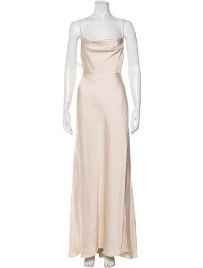 Pre-owned Fame & Partners Square Neckline Long Dress In Neutral