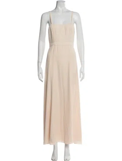 Pre-owned Fame & Partners Square Neckline Long Dress In Neutrals