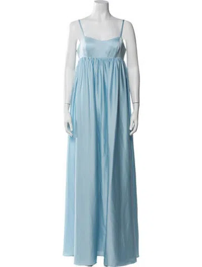 Pre-owned Fame & Partners Square Neckline Long Dress W/ Tags In Blue
