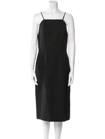 Pre-owned Fame & Partners Square Neckline Midi Length Dress In Black
