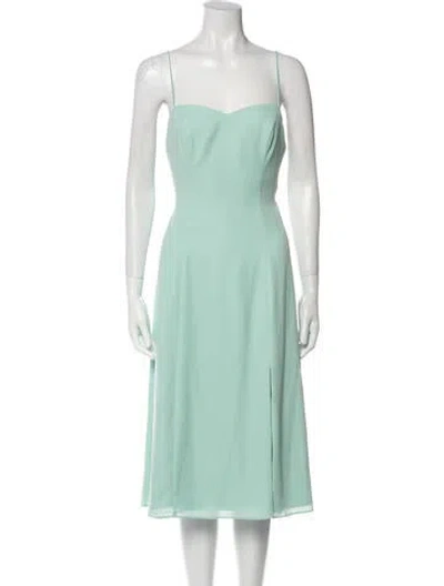 Pre-owned Fame & Partners Square Neckline Midi Length Dress In Green