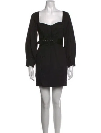 Pre-owned Fame & Partners Square Neckline Mini Dress In Black